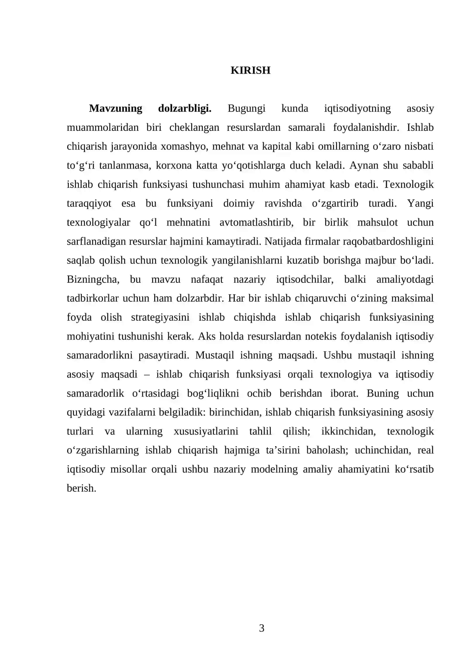 Ishlab chiqarish, texnologiya va ishlab chiqarish funksiyasi 3