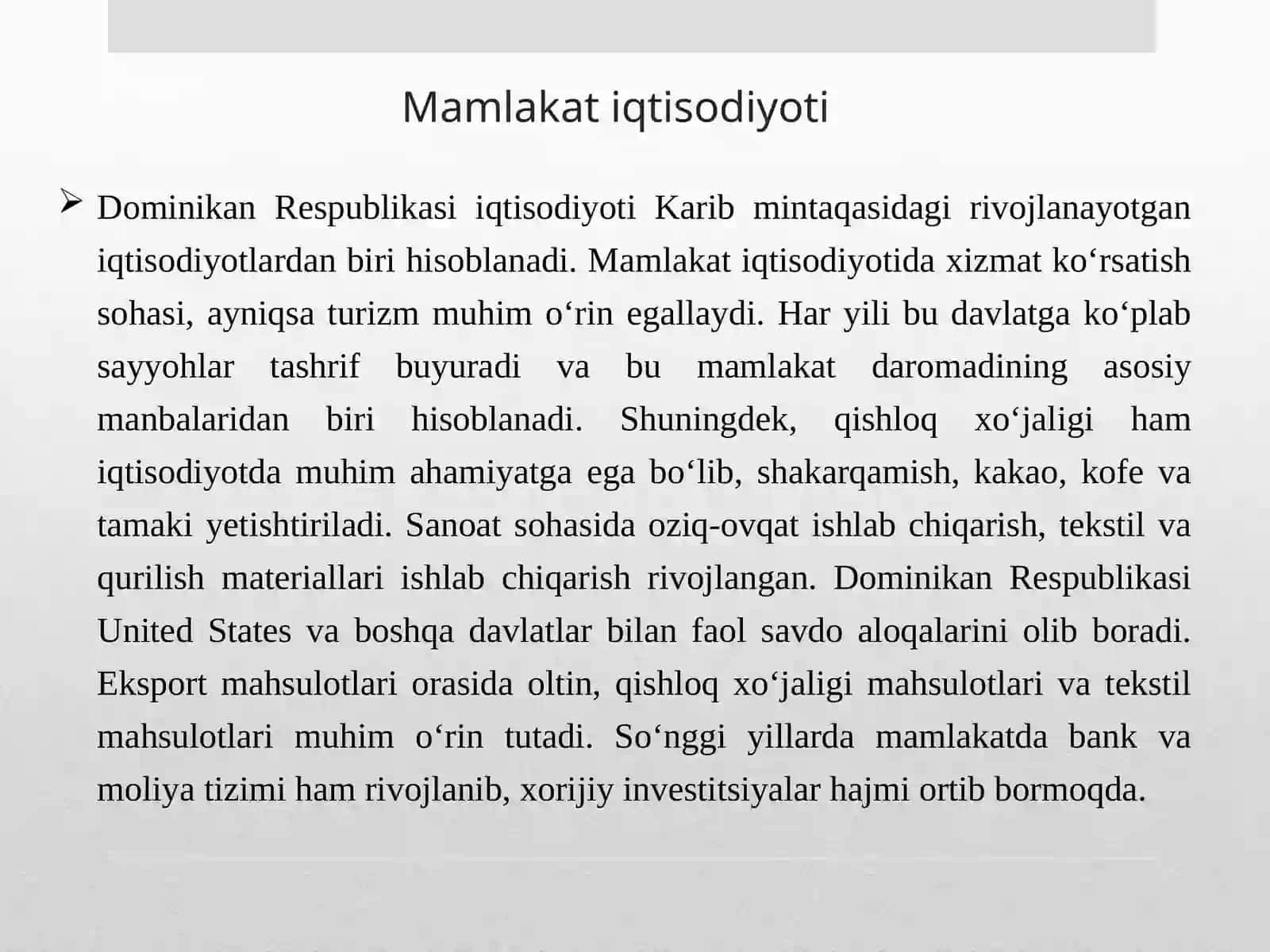 Dominikan Respublikasi mamlakatining puli krediti va banklari 3