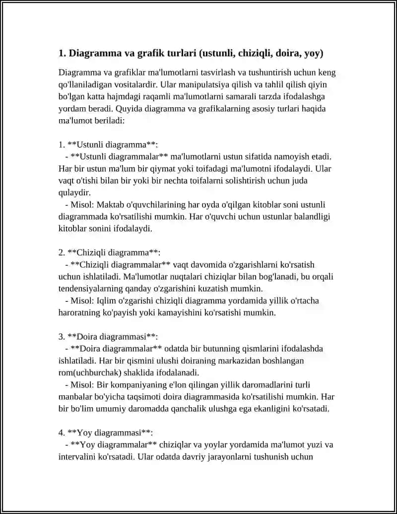 DIAGRAMMA VA GRAFIKLAR BILAN ISHLASH 3