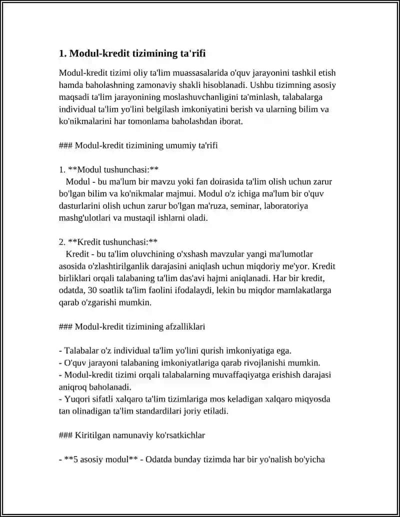 MODUL-KREDIT TIZIMI VA UNING O„QUV JARAYONIDA TUTGAN O‟RNI 3