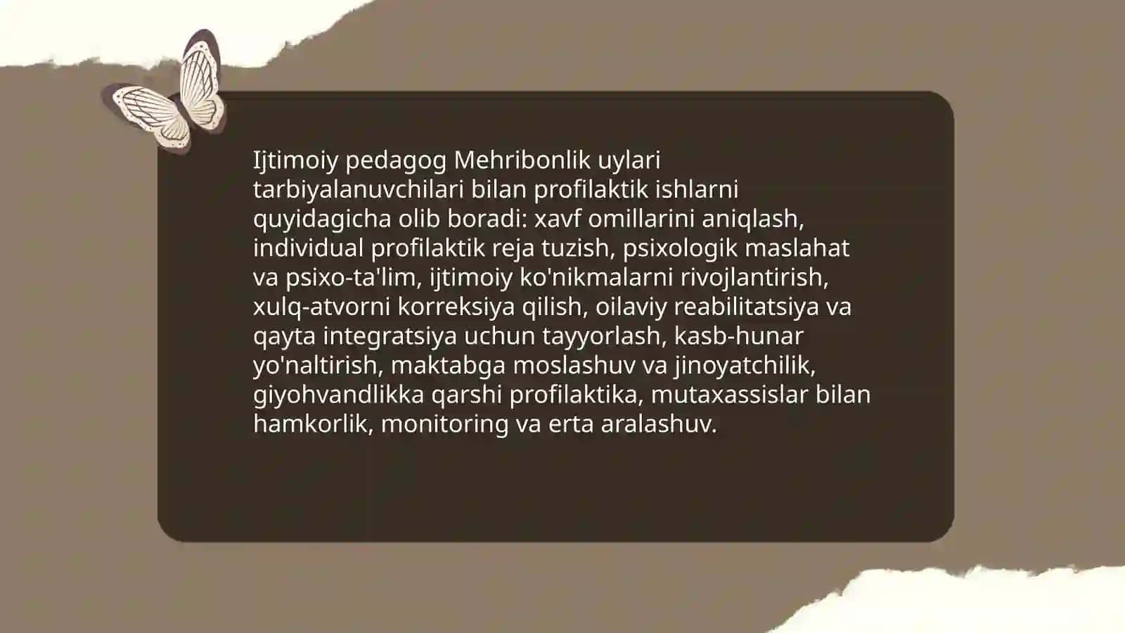 Mehribonlik uylari tarbiyalanuvchilari bilan ishlashda ijtimoiy pedagognin tutgan oʻrni 3