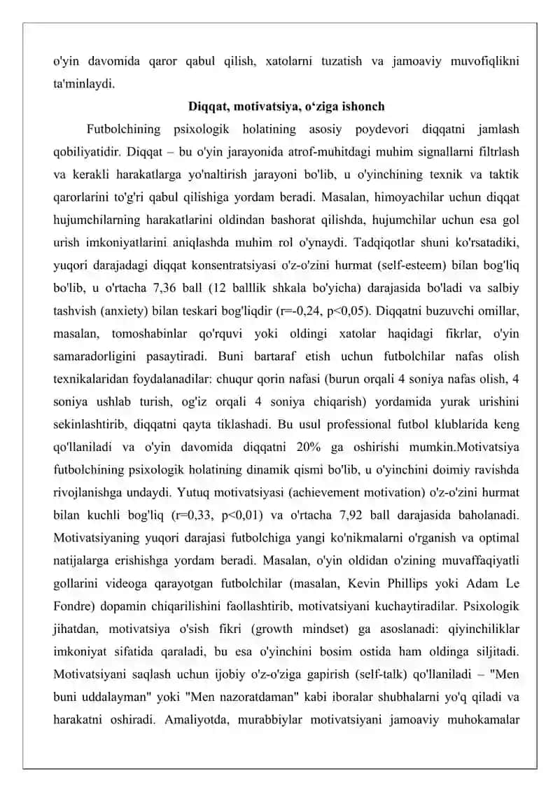 Futbolchilarni psixologik tayyorlash usullari 3