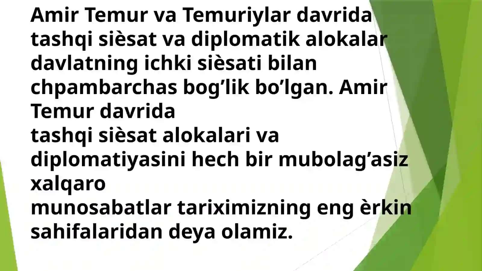 MADAMINOVA MOHIGULNING AMIR TEMUR VA TEMURIYLAR TARIXI FANIDAN TAYYORLAGAN TAQDIMOTI 3