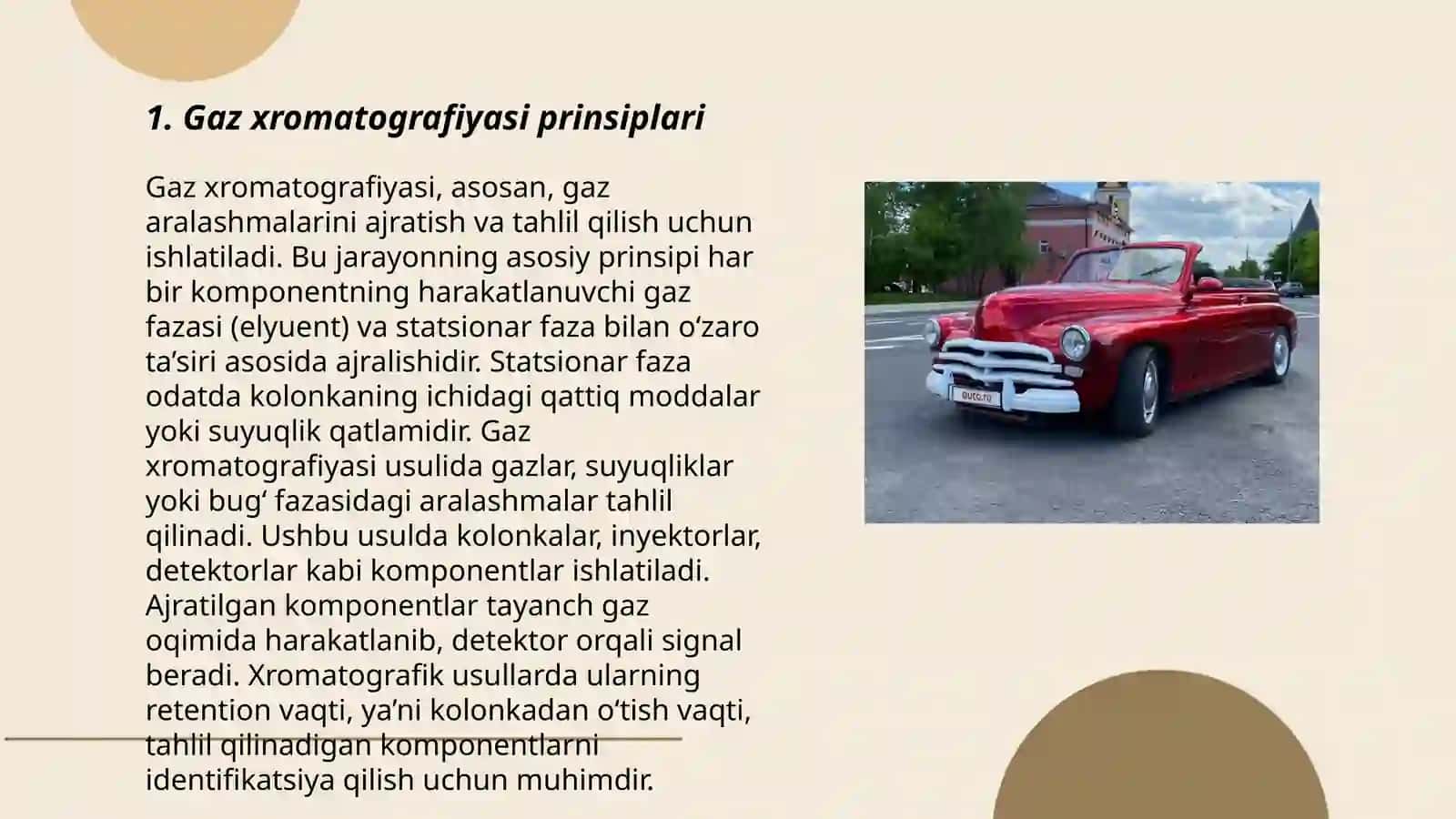 Xromotografik tahlil usullari: gaz xromotografiyasi,yupqa qaylam xromotografiyasi, qog'oz xromotografiyasi 3