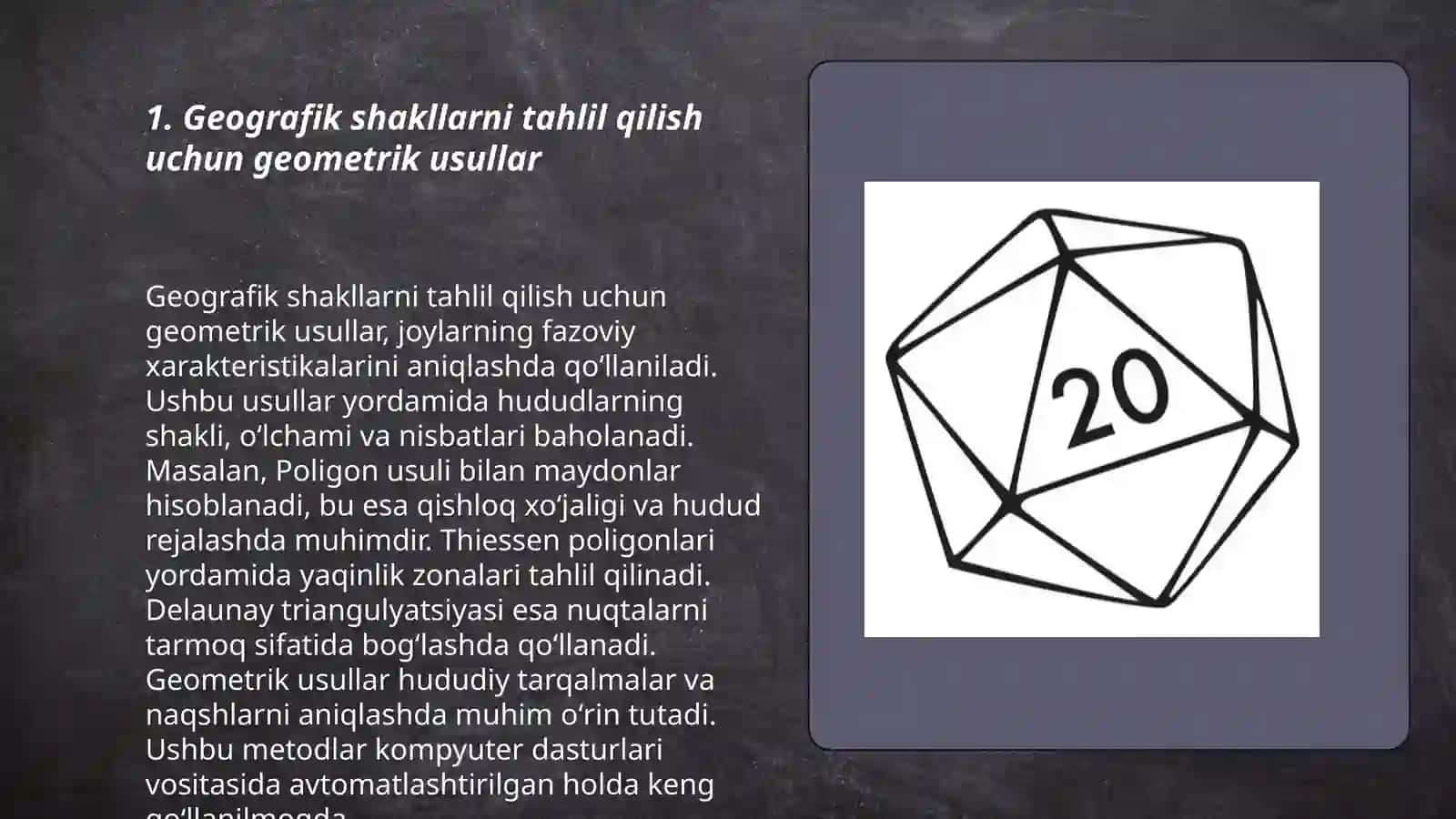 Geometriya usullar yordamida geografiyani o'rganish 3