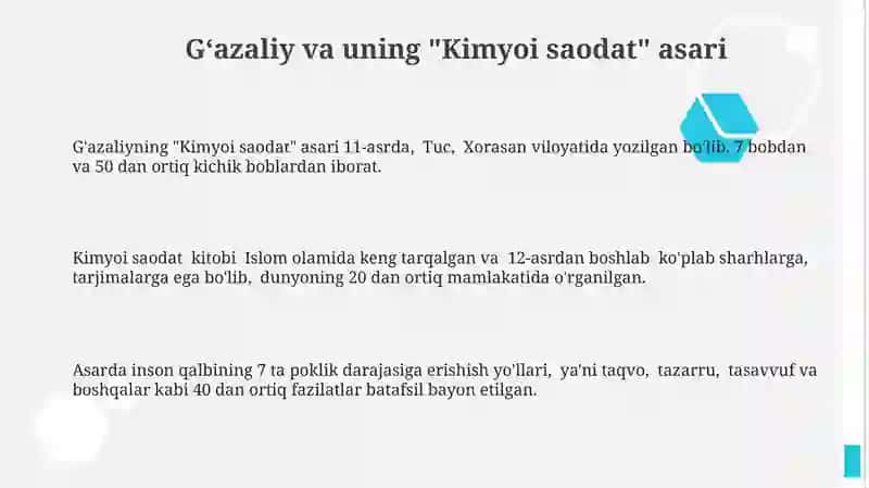 Gʻazaliyning "Kimyoi saodat" asari 3