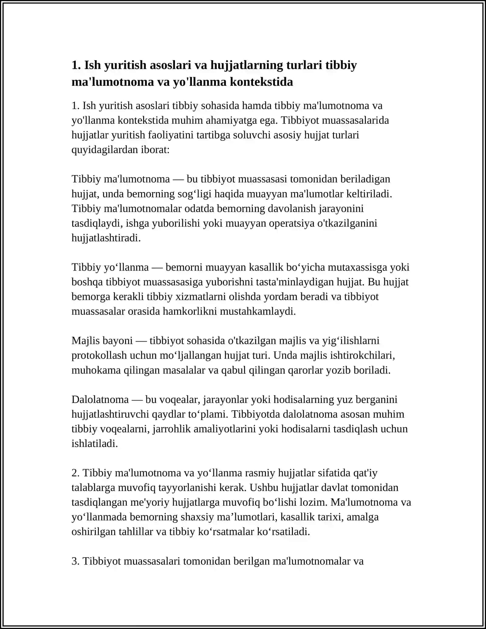 ISH YURITISH ASOSLARI TIBBIY MA'LUMOTNOMA 3