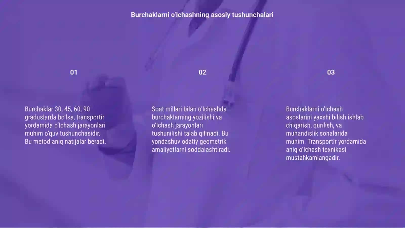 Burchaklarni O'lchash Usullari 3