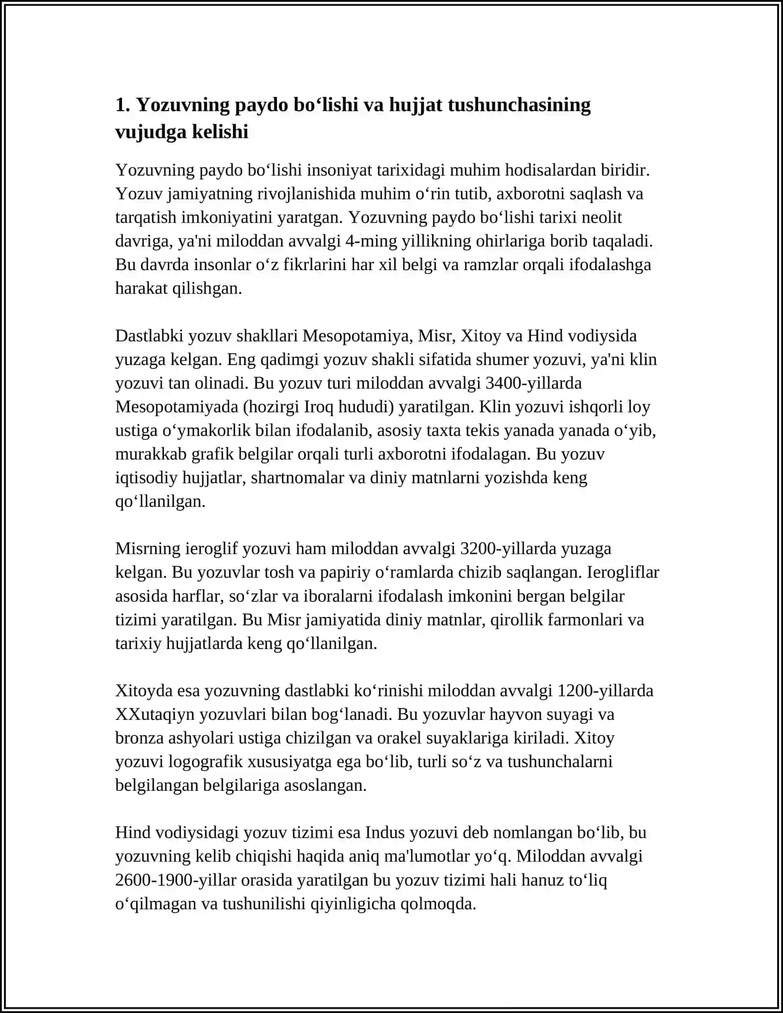 Yozuvning paydo bo'lishi va hujjat tushunchasining vujudga kelishi 3