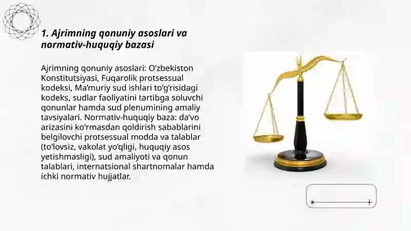 Ajrimning qonuniy asoslari va normativ-huquqiy bazasi 3