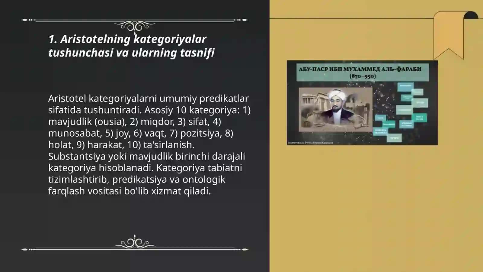 Aristotel Forobiy va Kant ontologiyasida kategoriyalarning tasnifi 3