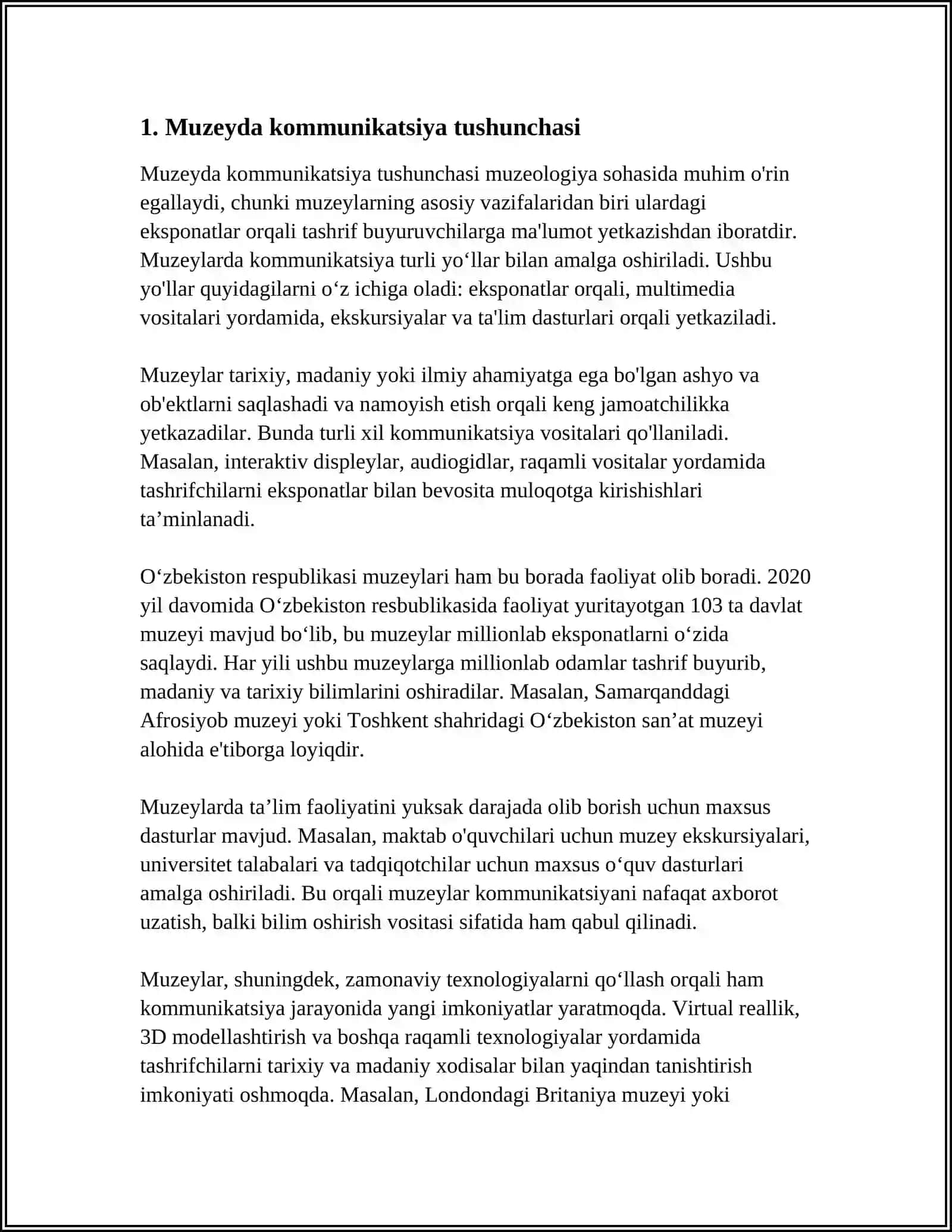 MUZEY KOMUNIKATSIYALARI BOYICHA REFARAT 3