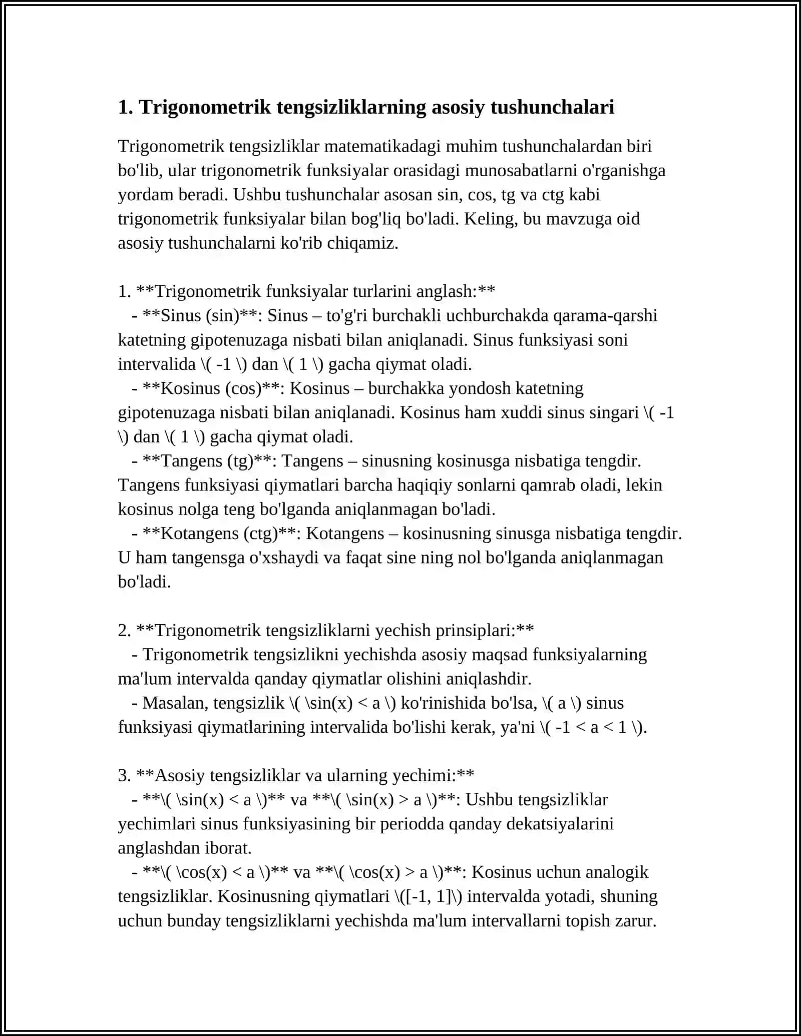TRIGONOMETRIK TENGSIZLIKLAR 3