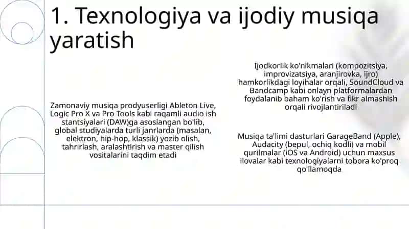 Musiqa talimida ijodiy malaka xaqida ma'lumot bering 3