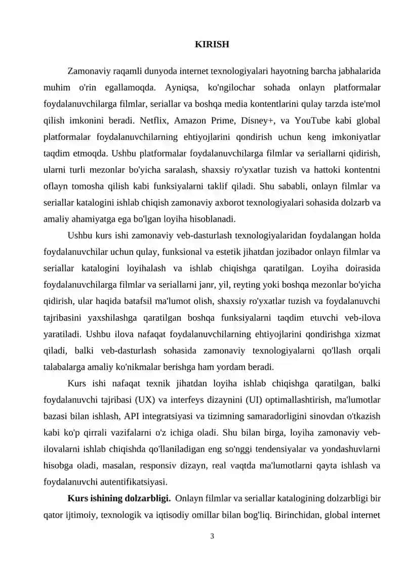 Onlayn filmlar va seriallar katalogi yaratish. 3