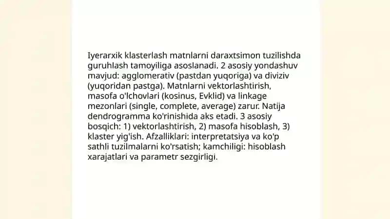 Matnlarni klasterlash (Iyerarxik klasterlash) 3