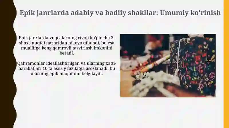Epik janrlarda adabiy va badiiy shakllar 3