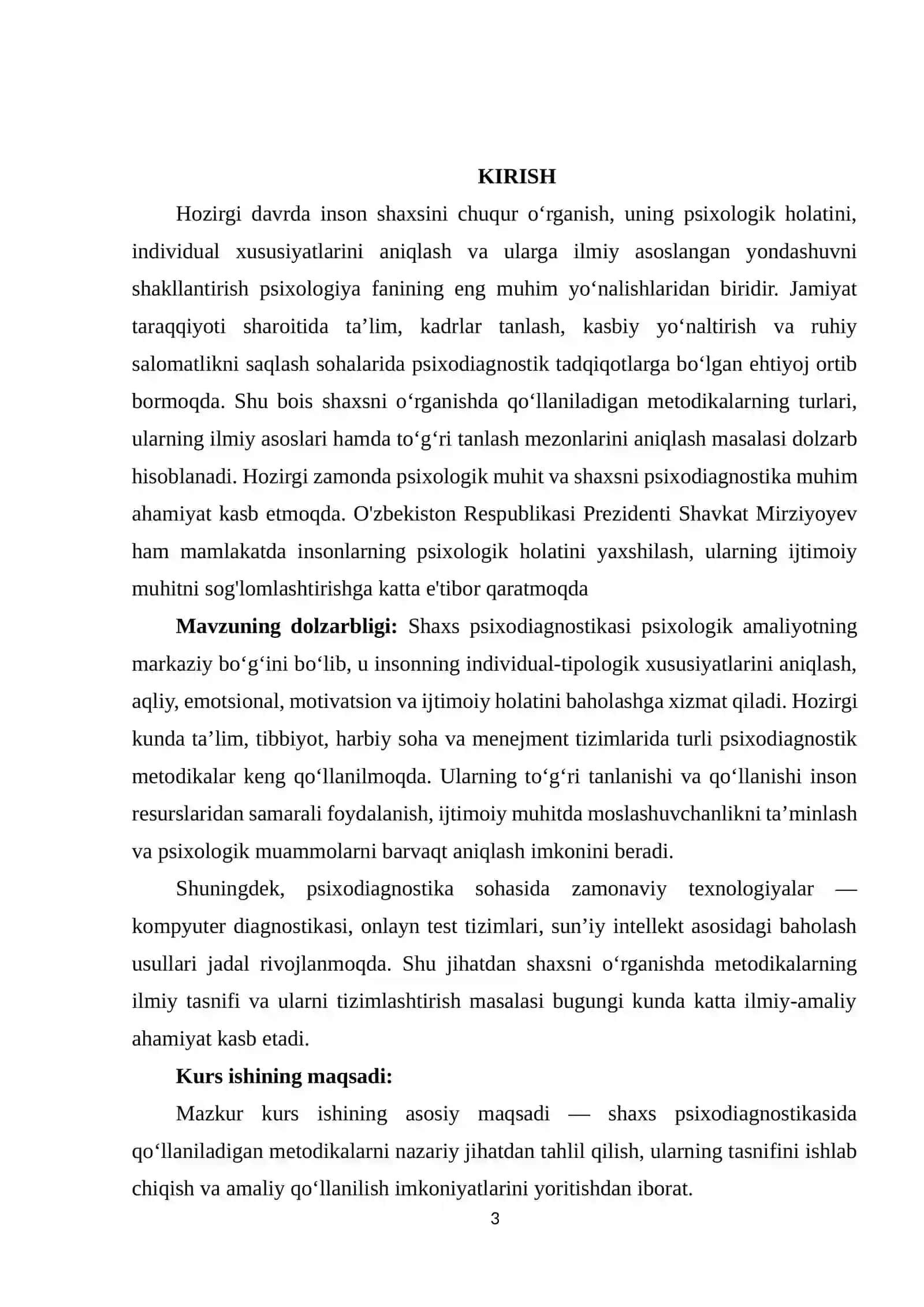 SHAXS SIXODIOGNOSTIKASIDA QO’LLANILADIGAN METODIKALAR TASNIFI 3