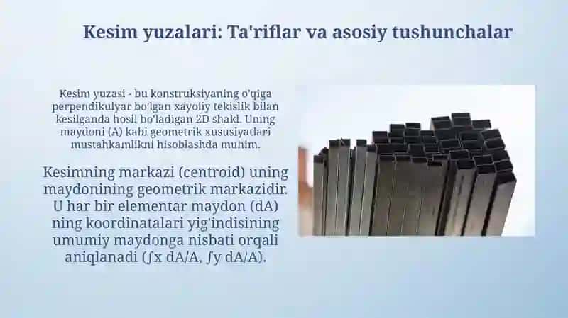 Tekis kesim yuzalarining geometrik xarakteristkalari 3