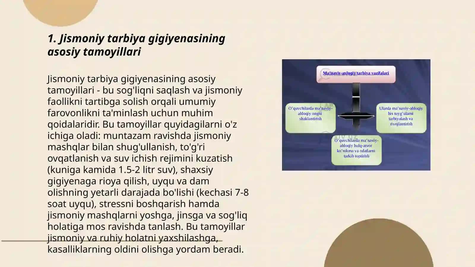 JISMONIY TARBIYA GIGIYENASI VA SPORTNING TIBBIY FIZIALOGIK ASOSLARI O'QUV FAN SIFATIDA TURGANI O'RNI 3