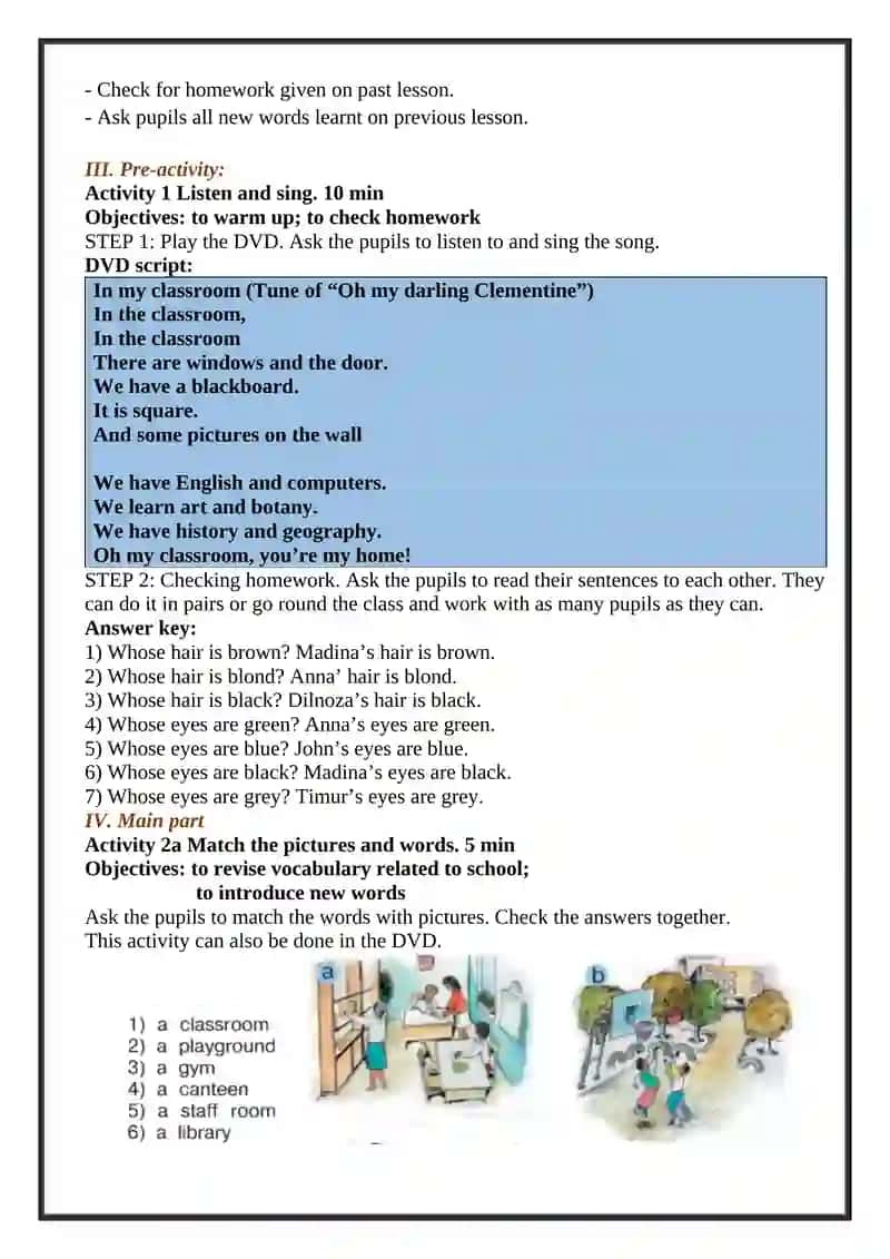 5-sinflar uchun Unit 6. Lesson 5 Our school is old but nice mavzusida 1 soatlik Dars ishlanmasi 3