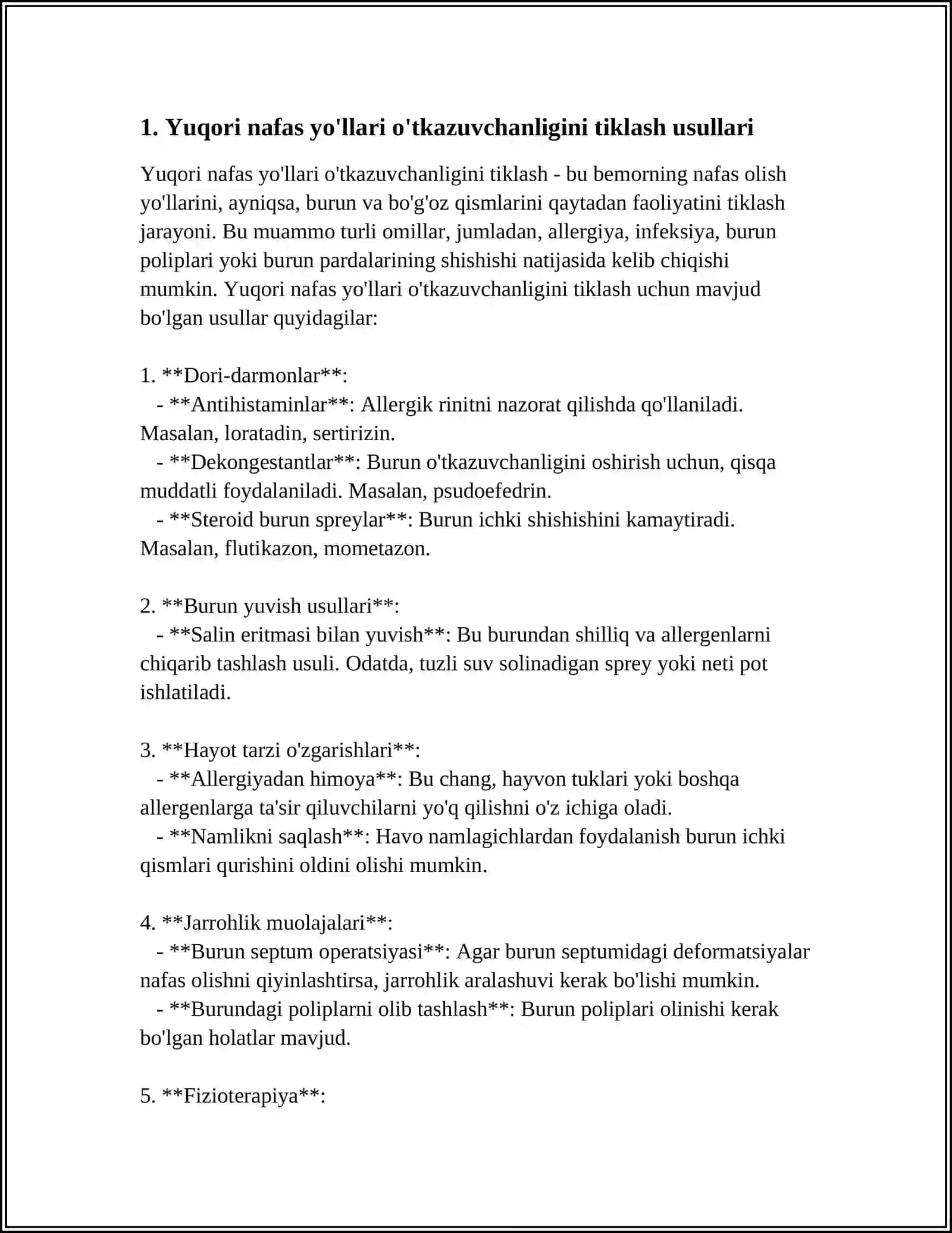 Yuqori Nafas Yo'llari O'tkazuvchanligini Tiklash 3