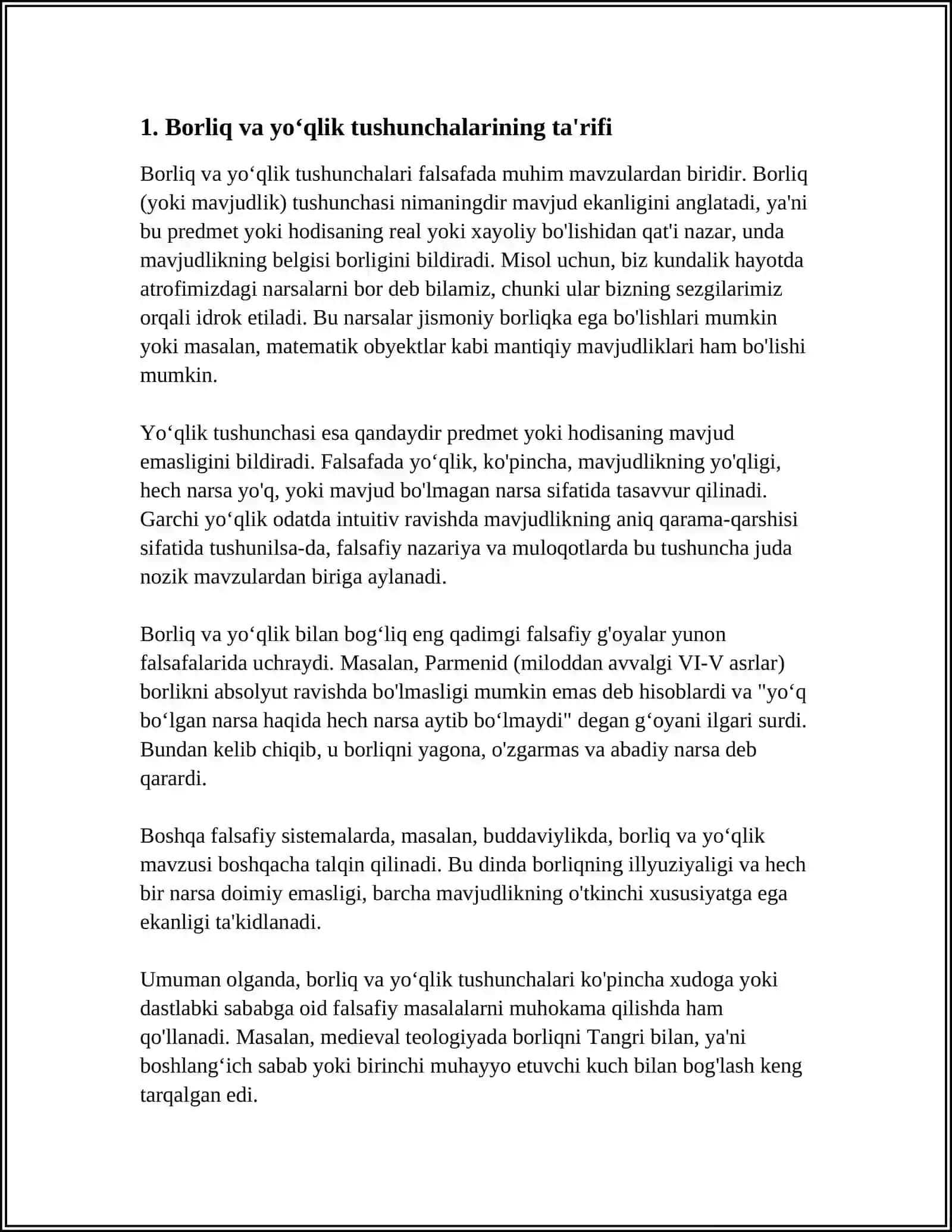 BORLIQ VA YOʻQLIK TUSHUNCHALARNING UMUMIY VA OʻZIGA XOS XUSUSIYATLARI 3