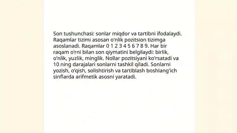 Boshlang'uch sinflardaarifmetik amallarni shakillantirish 3