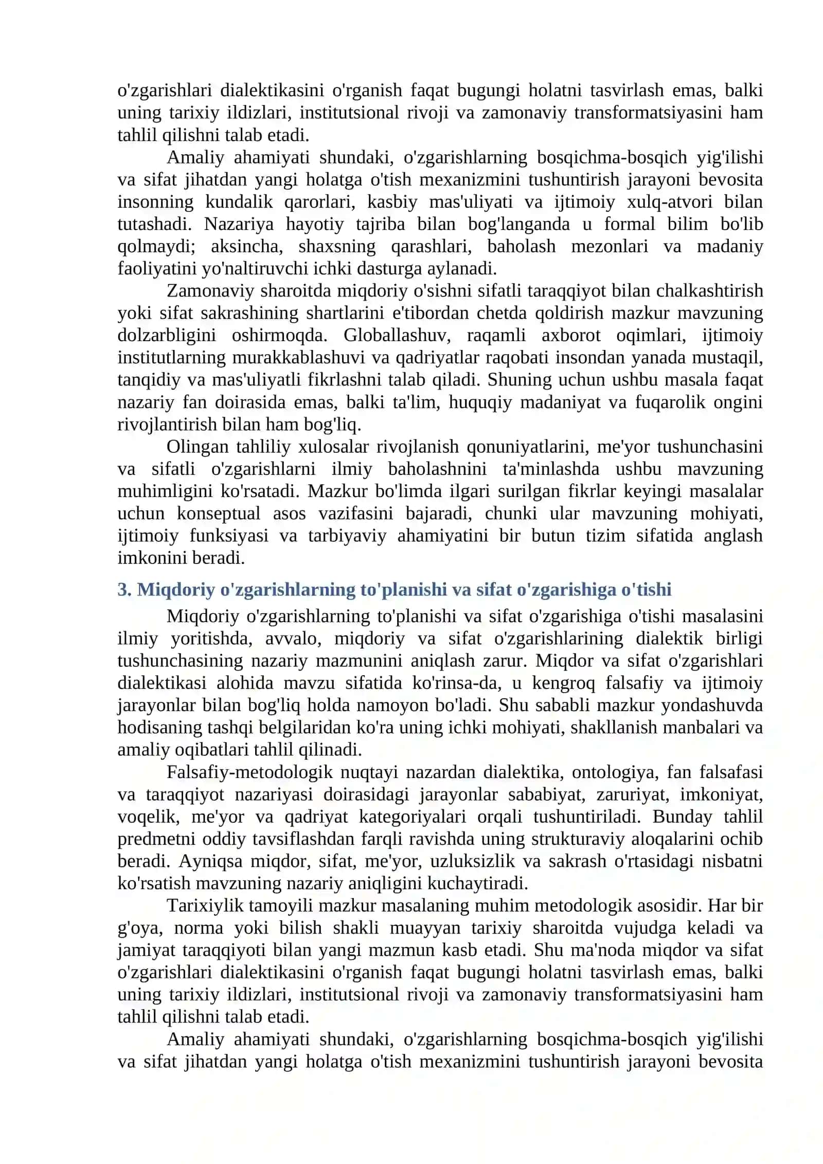 MIQDOR VA SIFAT O'ZGARISHLARI DIALEKTIKASI 3