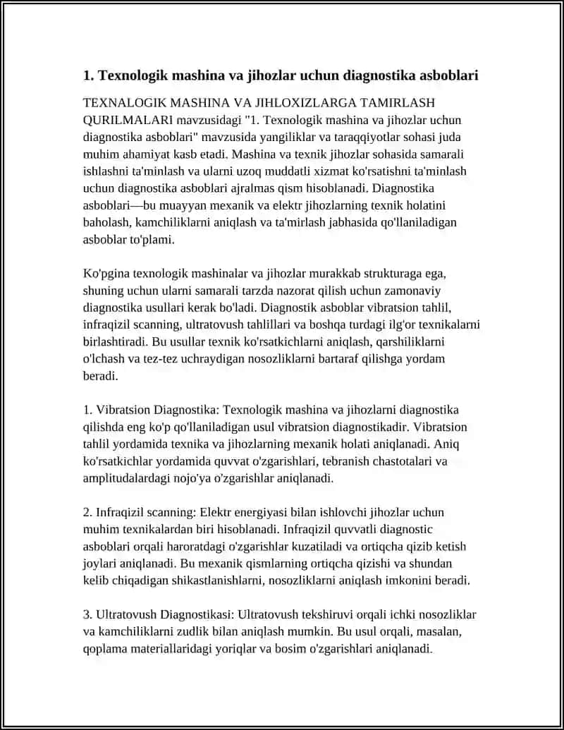 Texnologik mashina va jihozlar uchun diagnostika asboblari 3