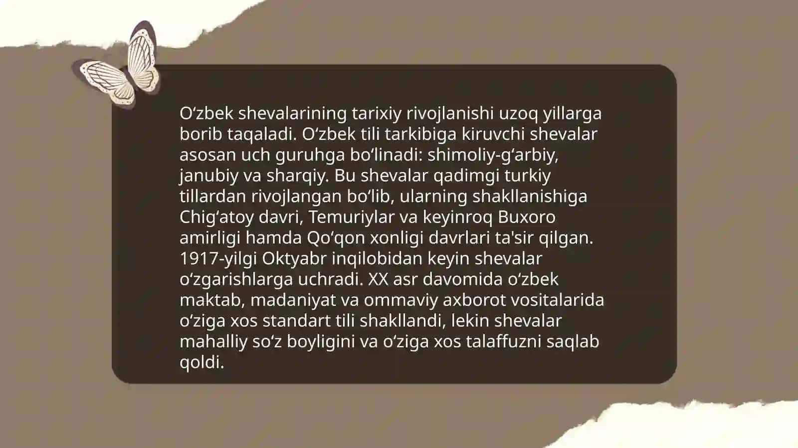 Oʻzbek shevalarining sohalar boʻyicha guruhlanishi 3