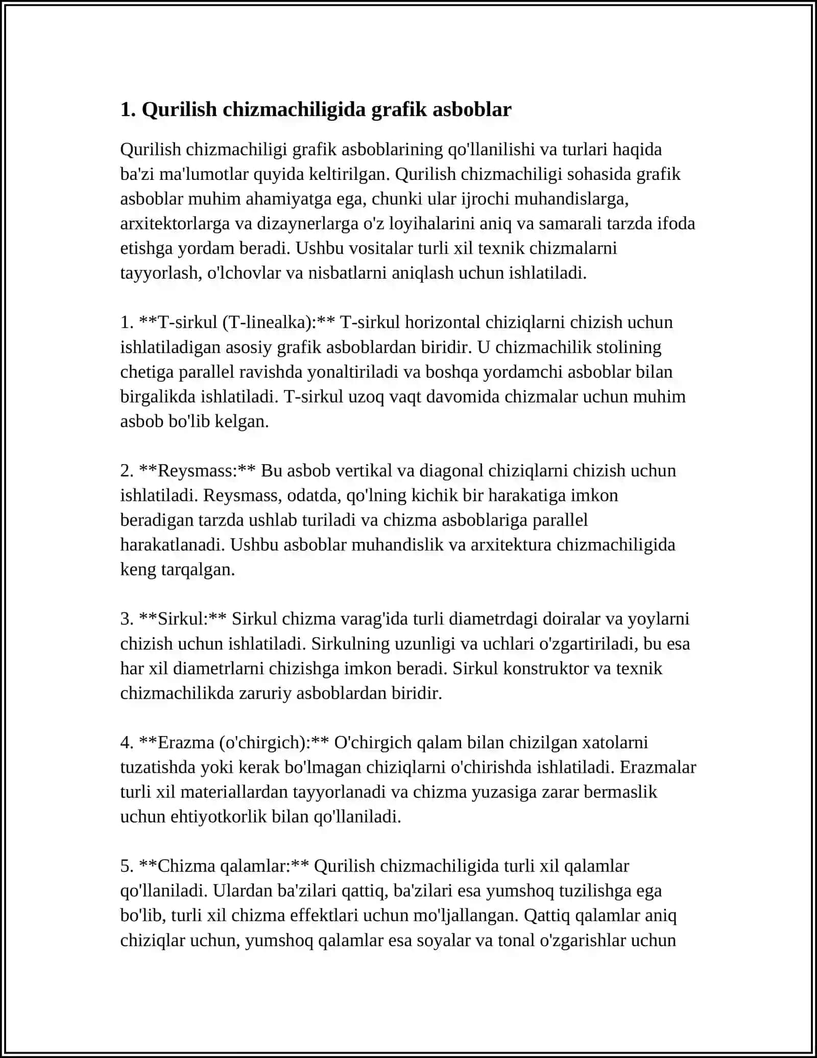Qurilish chizmachiligida grafik asboblar 3