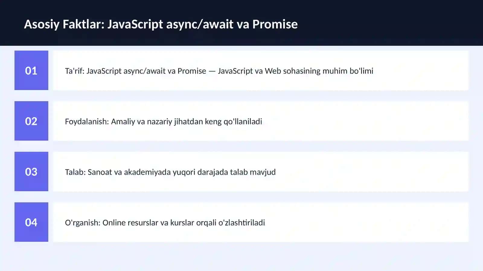 JavaScript async/await va Promise 3