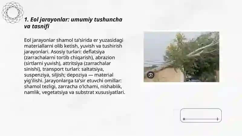 Eol jarayonlari yoki shamolning gealogik ishi va relyef shakllari 3