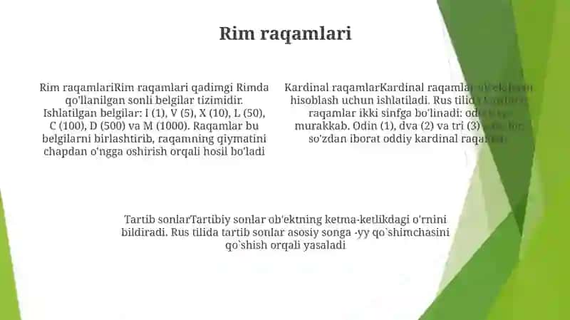 O'rin qiymati tizimi 3