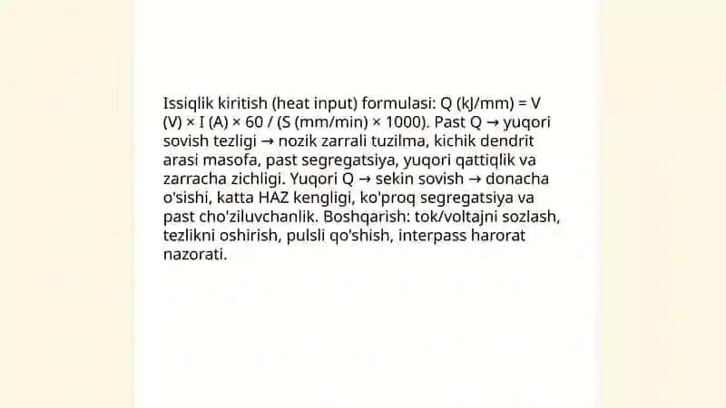 Metall payvand chokining birlamchi strukturasini boshqarish usullari 3