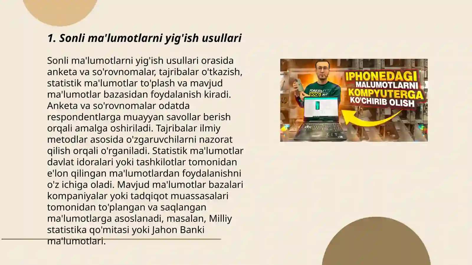 Sonli malumotlarni qayerda ishlatish texnikasi 3