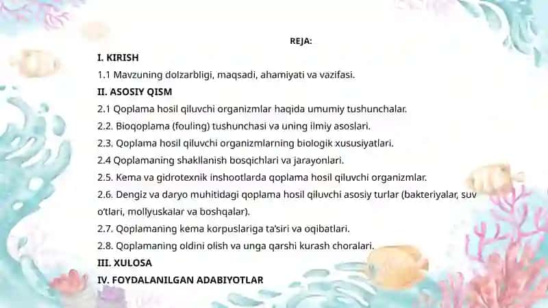Kema va Inshootlarda Qoplama Hosil Qiluvchi Organizmlar 3