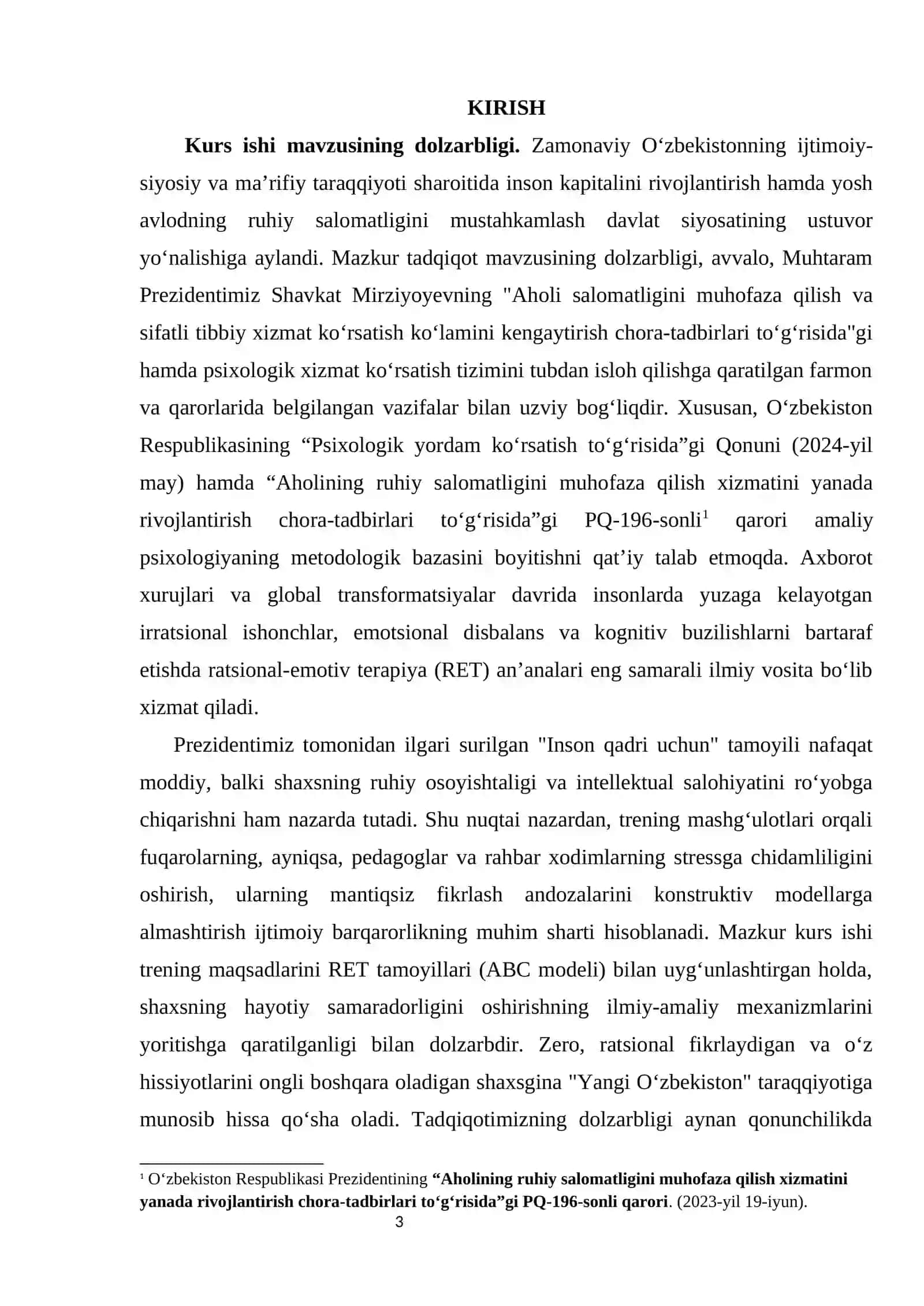 Treningni maqsadlari va ratsional-emotiv terapiyaning ananalari. 3