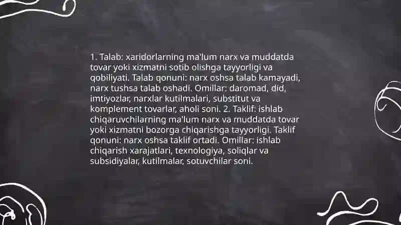 Bozor iqtisodiyotida talab va taklif 3