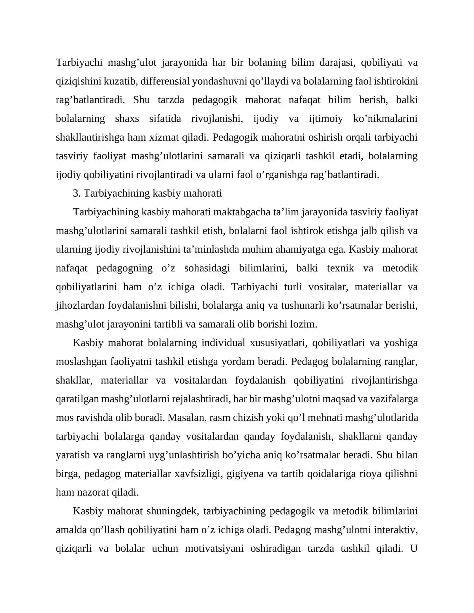 Tarbiyachining tasviriy faoliyat mashg’ulotlaridagi pedagogik va kasbiy mahorati 3