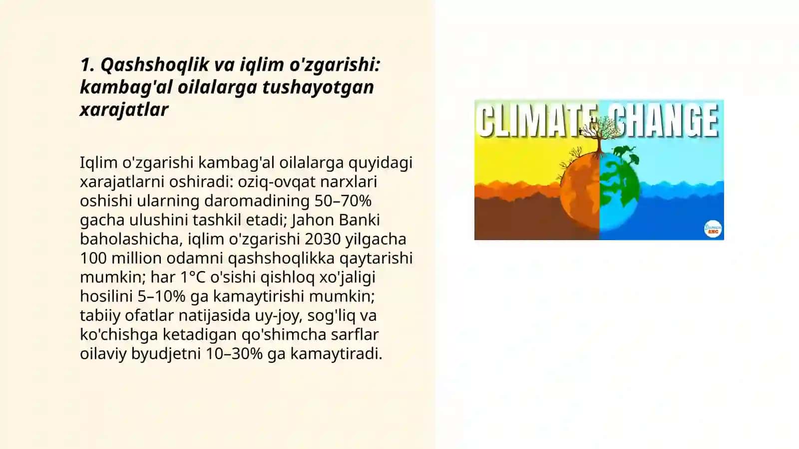Qashshoqlik va iqlim o'zgarishi: kambag'al oilalarga tushayotgan xarajatlar 3