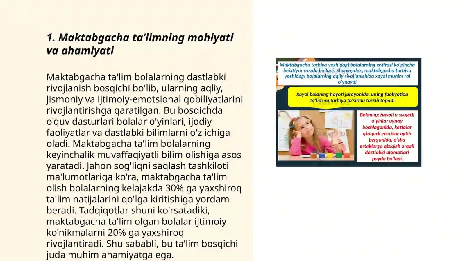 Maktabgacha taʼlimni besh tamoyilga asoslangan taqdimot 3