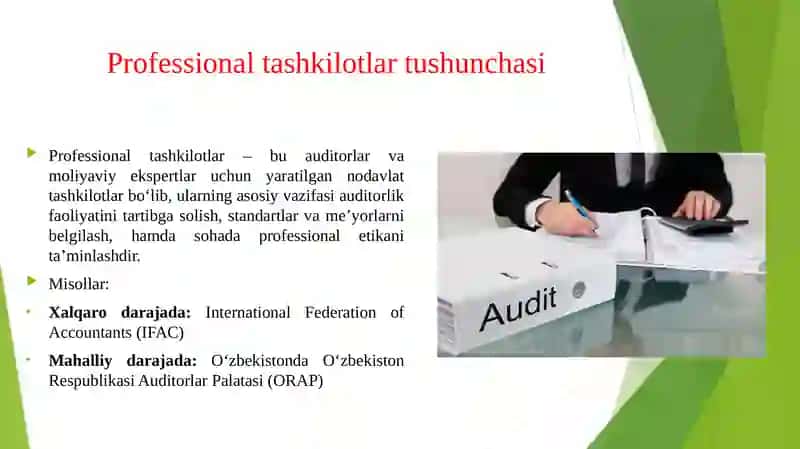 Auditorlik faoliyatini tartibga solishda professional tashkilotlar roli. 3