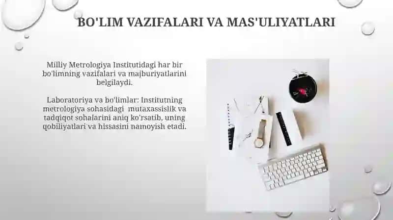 Milliy Metrologiya Instituting vaqifalari, laboratoriya va bolimlari faoliyatini organish 3