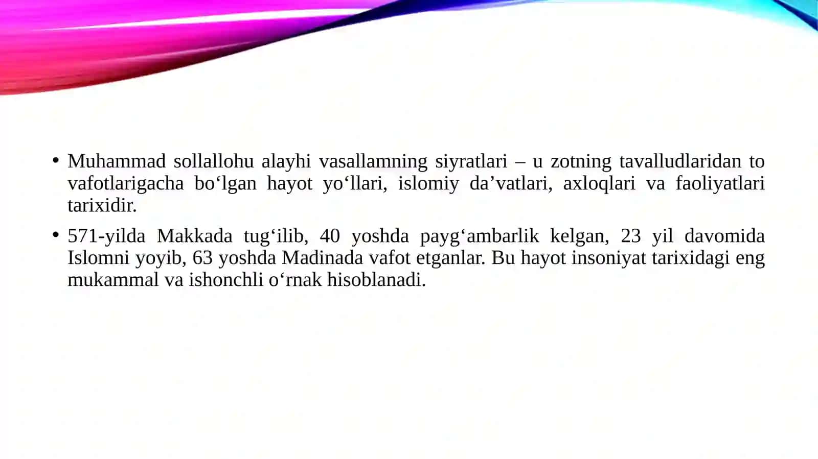 Muhammad Sallollohu Alayhi vasallamning hayoti (siyratlari) 3