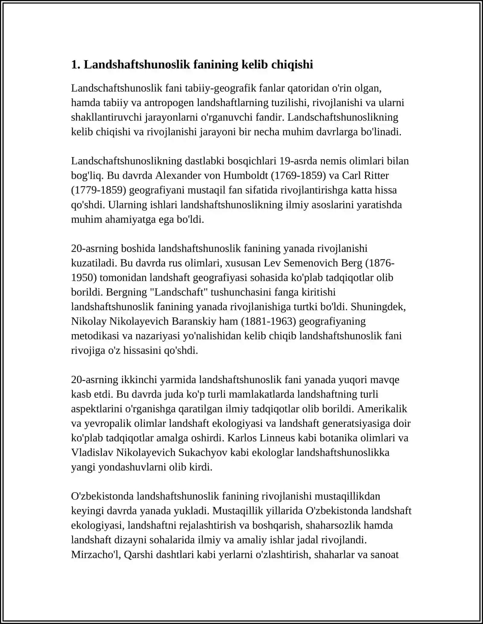 LANDSHAFTSHUNOSLIK FANINING RIVOJLANISH TARIXI 3