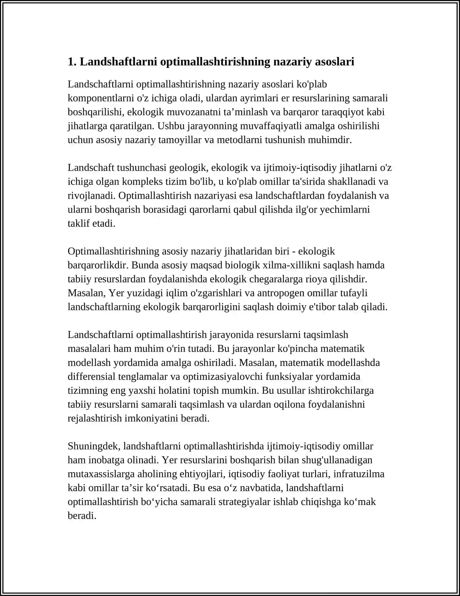 LANDSHAFTLARNI OPTIMALLASHTIRISHDA MUHOFAZA ETILADIGAN HUDUDLARNING AHAMIYATINI BAHOLASH 3