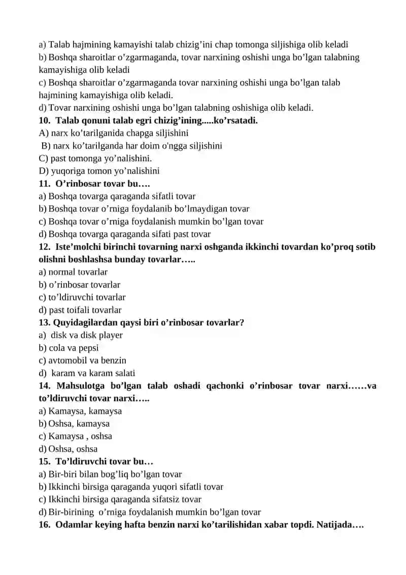 TALAB VA TAKLIF. BOZOR MUVOZANATI 3