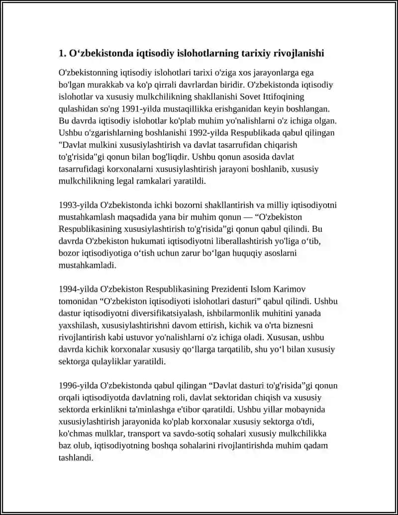 IQTISODIY ISLOHOTLAR, XUSUSIY MULKCHILIKNING SHAKLLANISHI 3